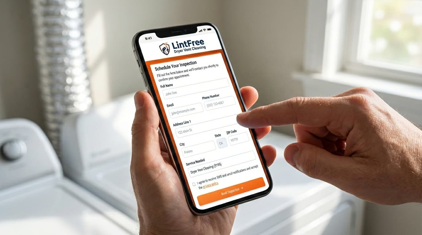 Schedule your dryer vent inspection on mobile