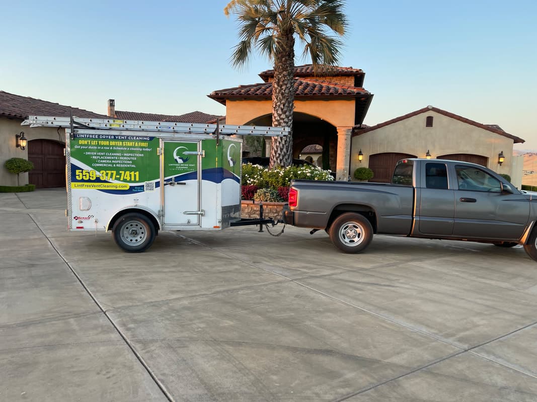 Dryer vent terminations and extracted lint pile on rooftop